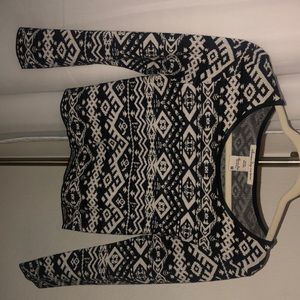 A black and white cropped shirt